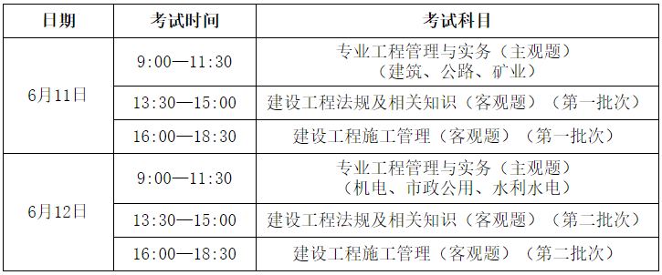 2022年山西二级建造师考试时间：6月11日-12日