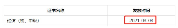 2020年四川成都中级经济师证书领取时间：2021年3月3日起