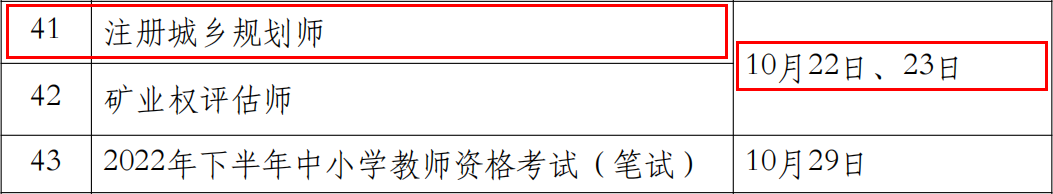 2022年北京注册城乡规划师考试时间【10月22-23日】