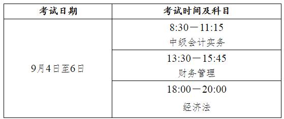 2021年北京东城中级会计职称考试时间：9月4日至6日