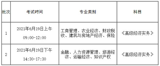 2021年宁夏高级经济师考试时间批次安排