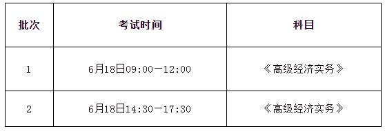 2022年上海高级经济师考试时间及科目：6月18日
