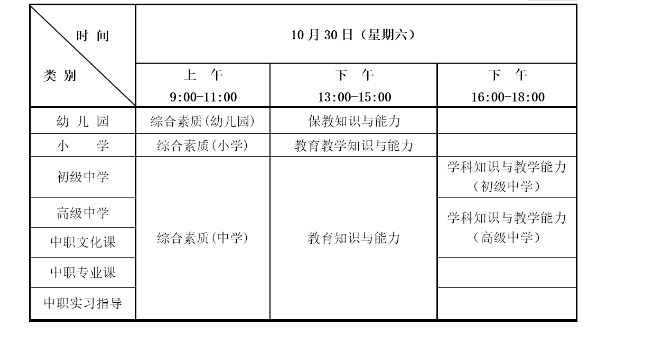 2021下半年新疆中小学教师资格证考试时间及考试科目【10月30日笔试】