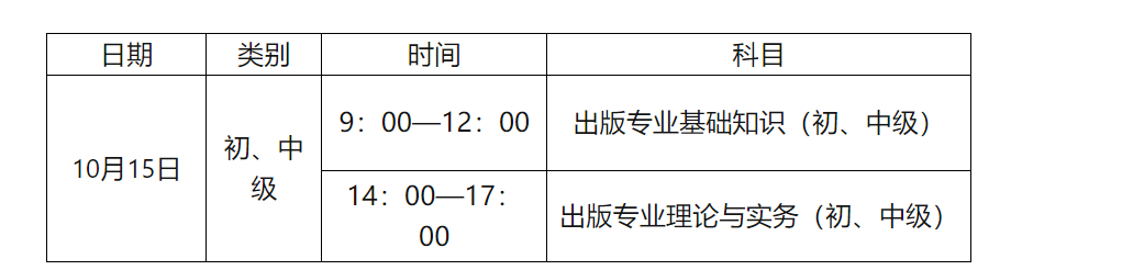 2022年青海出版专业技术人员职业资格考试时间及科目【10月15日】