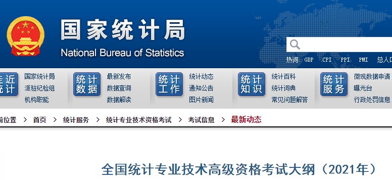 上海2021年高级统计师考试大纲