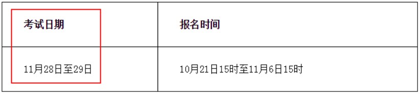 吉林2020年11月证券从业资格考试时间及科目（11月28日至29日）