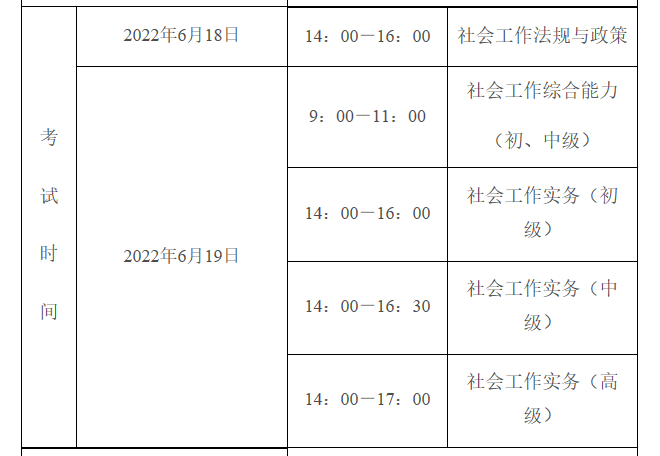 2022年黑龙江社会工作者考试时间及考试科目【6月18日-6月19日】