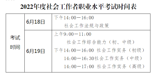 2022年新疆社会工作者考试时间及考试科目【6月18日-19日】