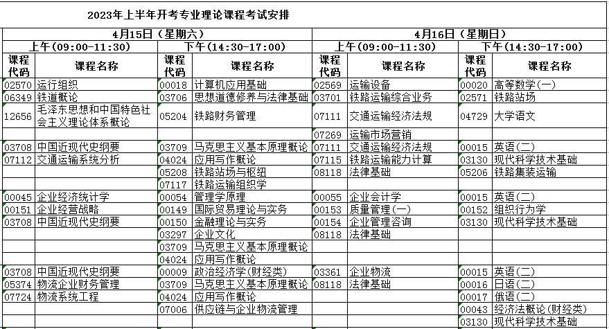 河北承德2023年4月自考时间安排：4月15日至16日