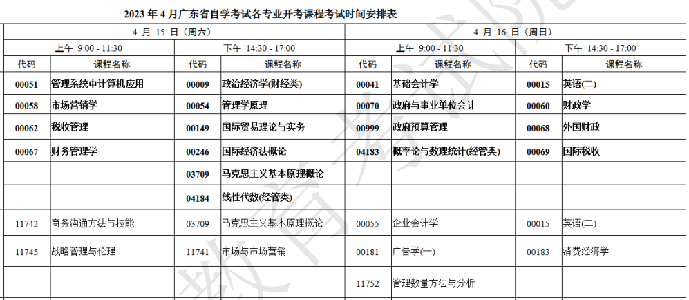 广东2023年4月自考时间是几月几号 考试时间为4月15号至16号
