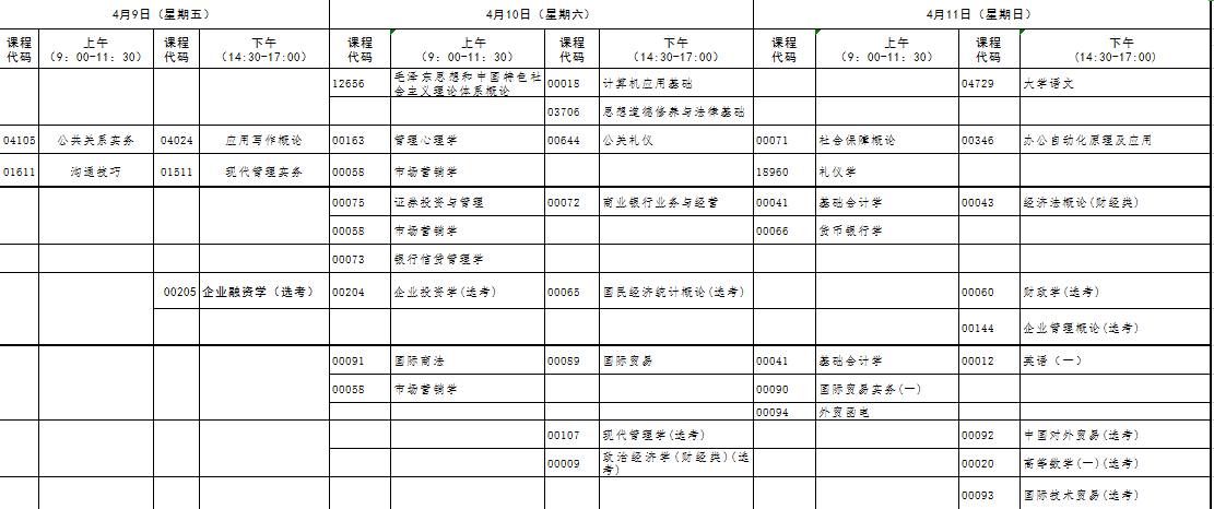 湖北2021年4月自考时间：4月9日-11日