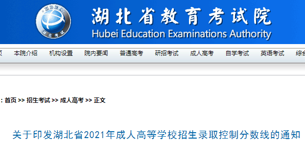 2021年湖北成人高考录取分数线（已公布）