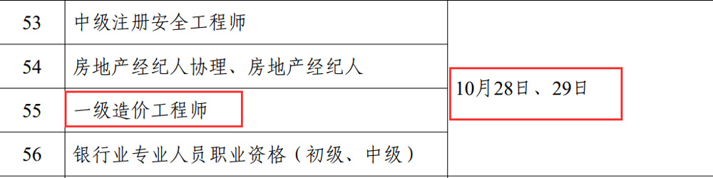 2023一级造价工程师考试时间已公布：10月28日、29日